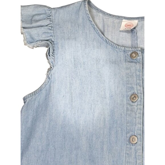 Wonder Nation Girls XL Chambray Romper With Ruffle Sleeves Pockets 100% Cotton - Picture 5 of 8